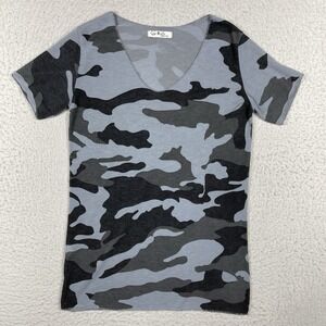 Gigi Moda Shirt Womens One Size (XS) Apuma Camo Top‎ Metallic Hems Italy Fashion